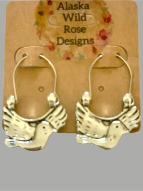 Silver Dove Hoop Earrings